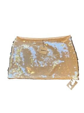 superdown Iridescent Sequin Mini Skirt Ivory NWT